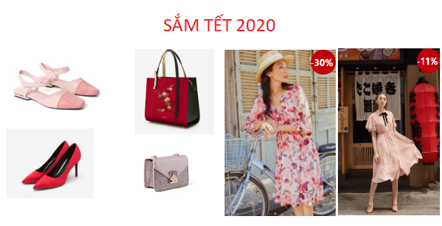Tết sắm giày túi, váy đầm cùng khuyến mãi sốc